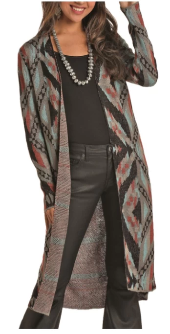 Panhandle Rock & Roll Cowgirl Aztec Print Cardigan