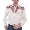 Scully Men's Retro Gunfighter Western Shirt - Natural
