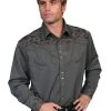 Scully Men's Retro Gunfighter Western Shirt - Charcoal