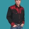 Scully Men's Retro Gunfighter Western Shirt - Crimson