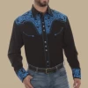Scully Men's Retro Gunfighter Western Shirt - Royal