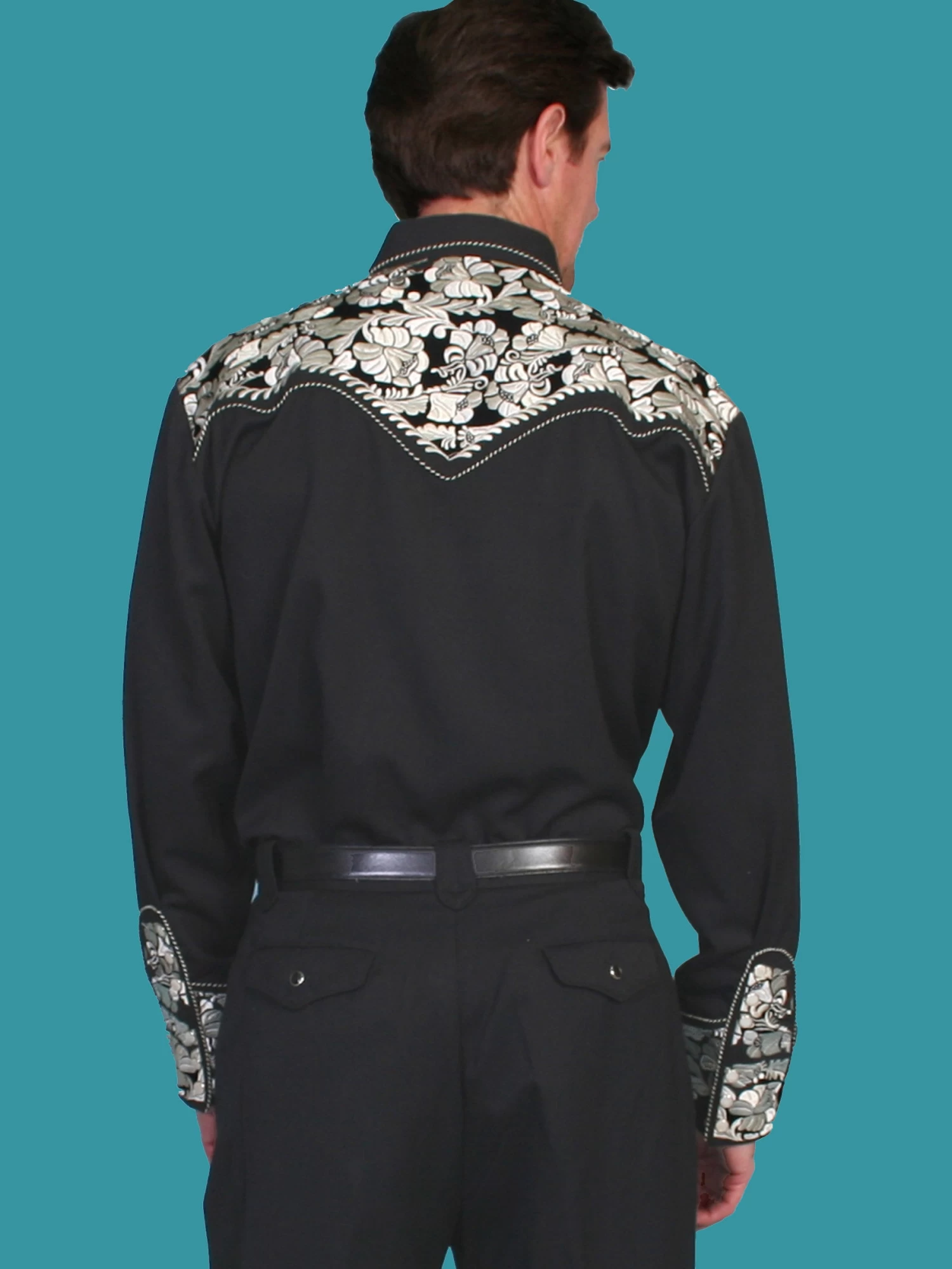 Scully Men's Retro Gunfighter Western Shirt - Silver - Image 2