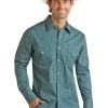 Men's Horseshoe Poplin Print Western Shirt