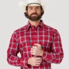 Wrangler Men's Plaid Wrinkle Resist L/S Western Shirt
